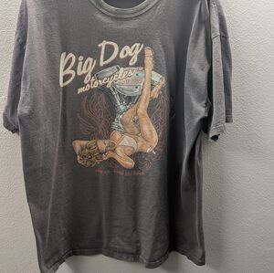Vintagw BIG DOG MOTORCYCLES DARK GRAY T SHIRT Oil Spot LOOK Gateway St Louis XL